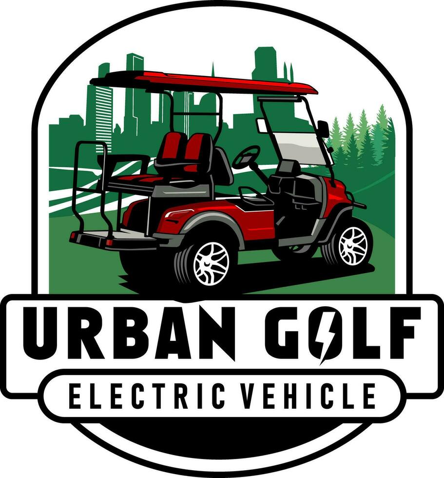 golf cart urban illustration design logo icon vector