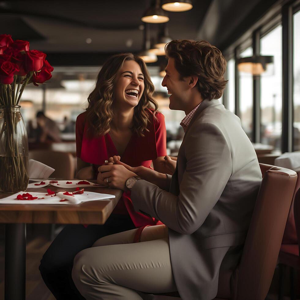 un inolvidable propuesta. un San Valentín día a recordar. ai generado foto