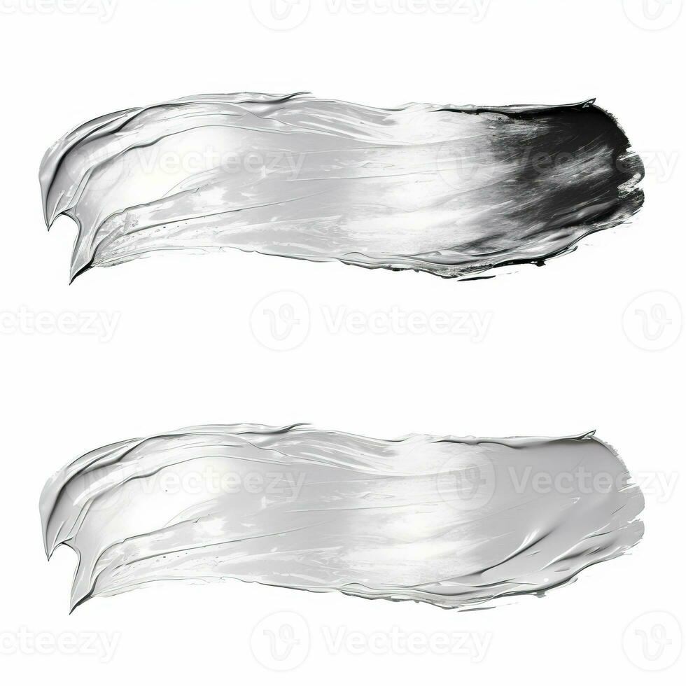 AI generated Elegant silver mascara brush set. Collection of grunge paint texture photo