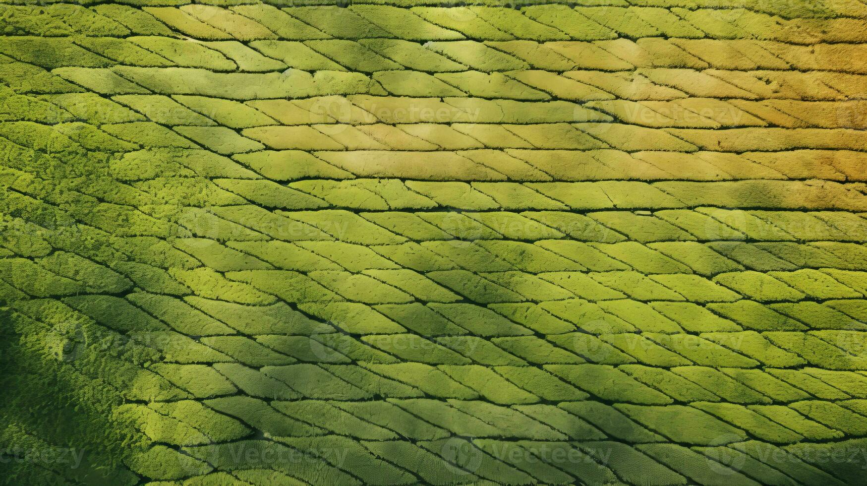 AI generated Tea plantation landscape, top view texture photo