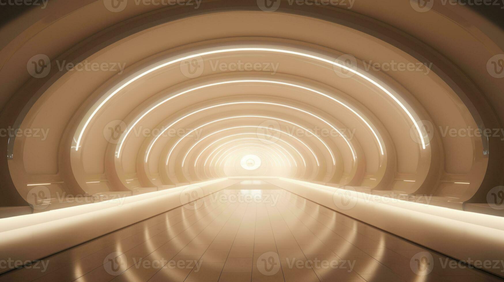 AI generated Empty marble futuristic tunnel. Technology Design. photo