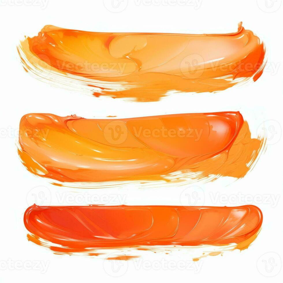 AI generated Honey lipstick smear on white background. Element for beauty cosmetic design. photo