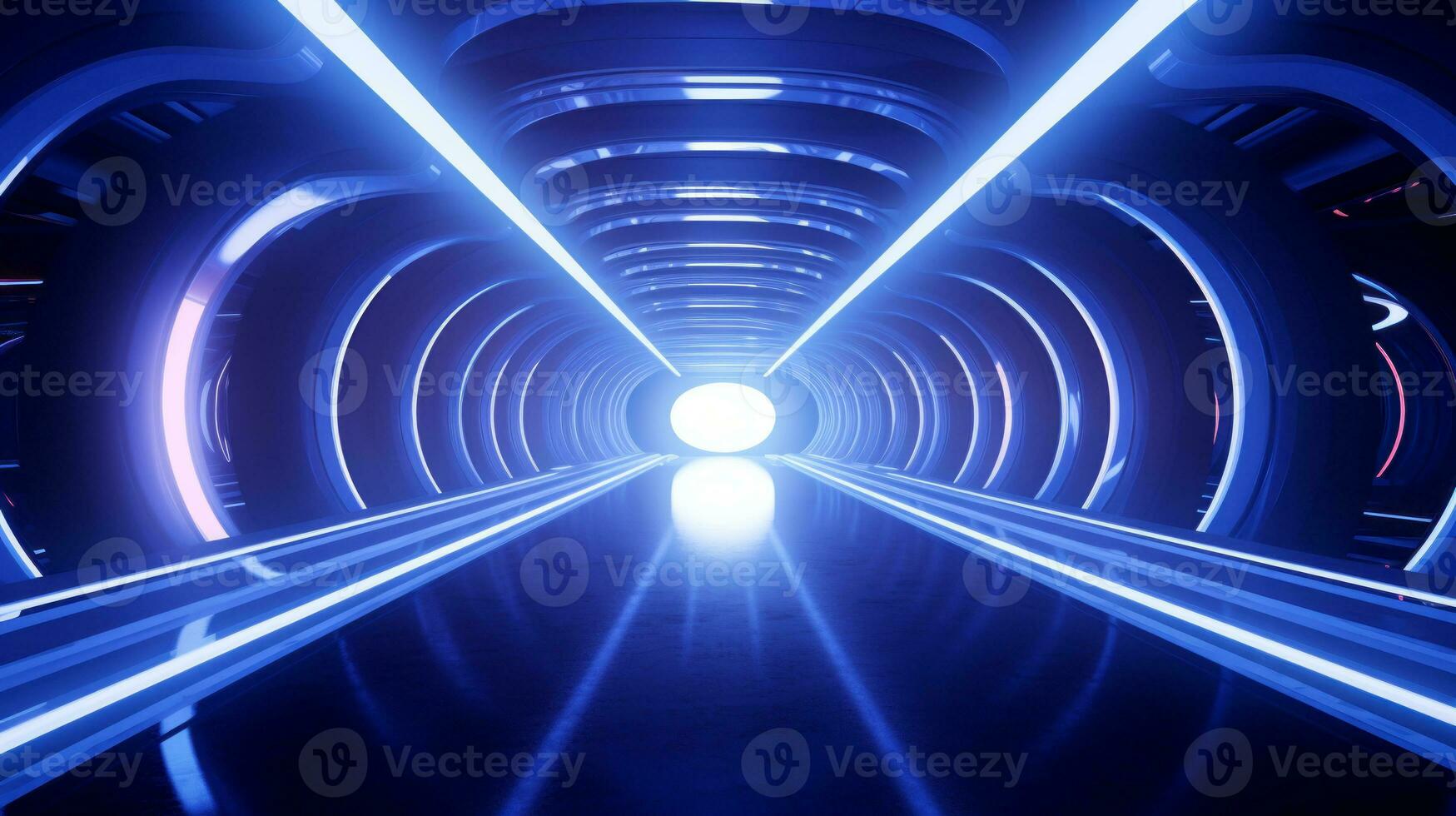 AI generated Empty futuristic tunnel. Technology Design. photo