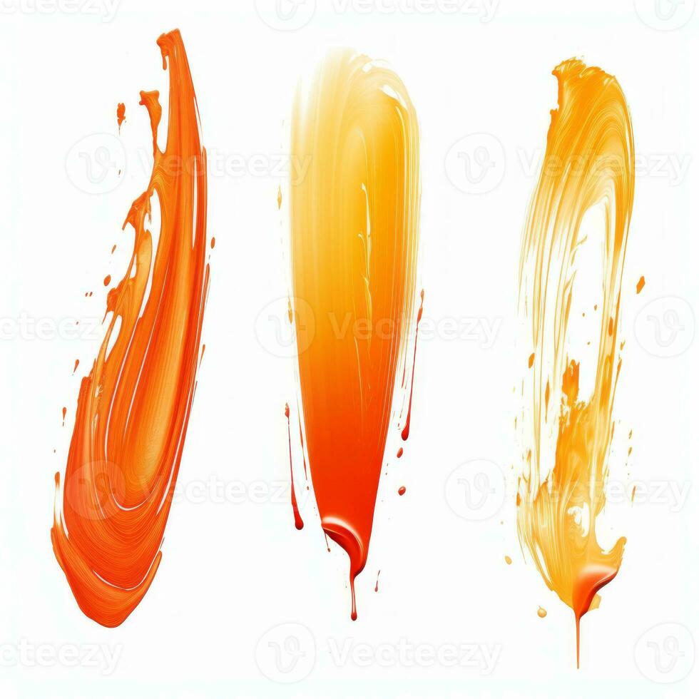 AI generated Elegant orange mascara brush set. Collection of grunge paint texture photo