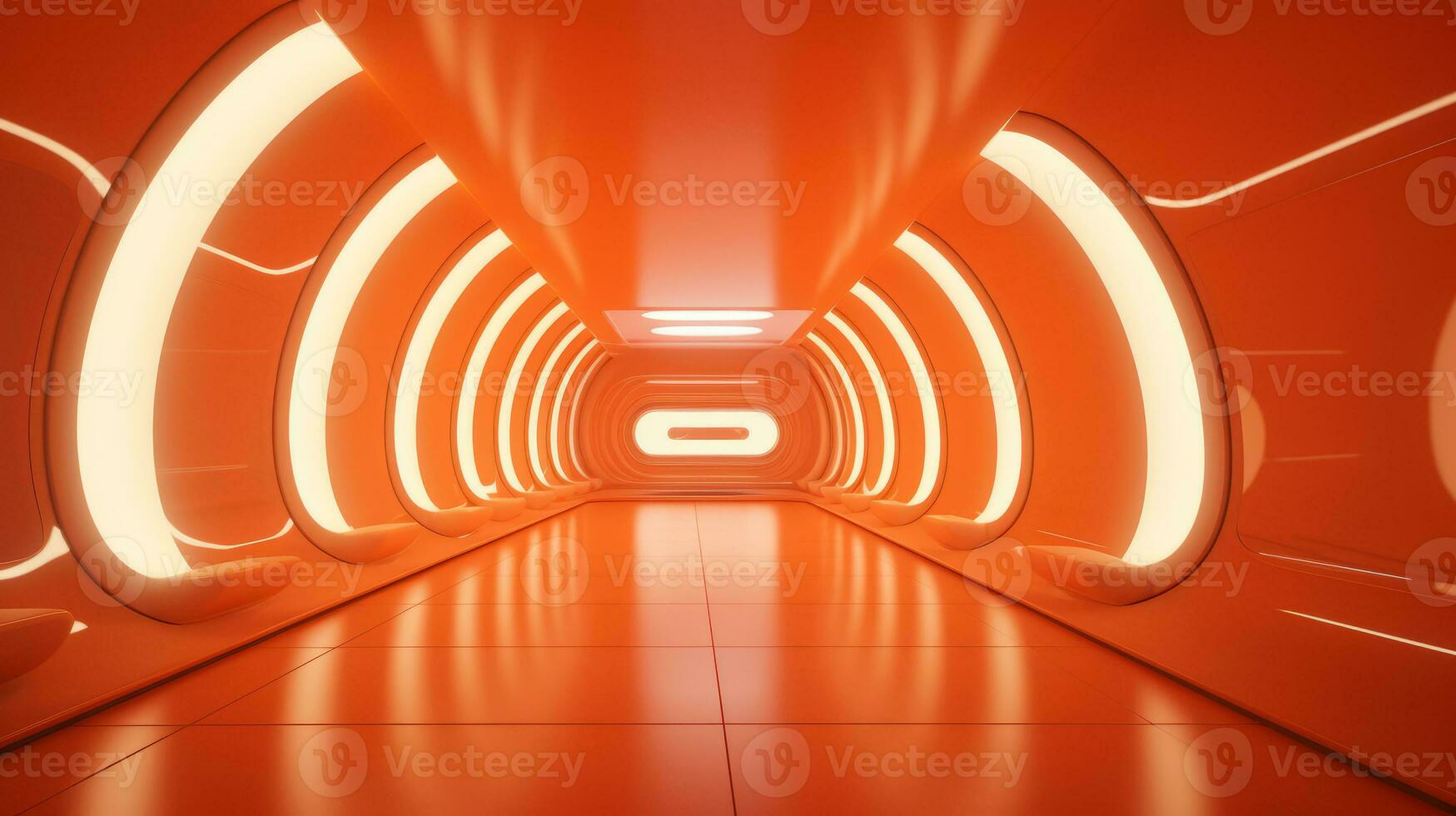 AI generated Empty futuristic tunnel. Technology Design. photo