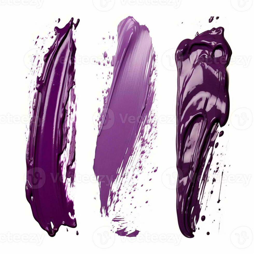 AI generated Elegant purple mascara brush set. Collection of grunge paint texture photo