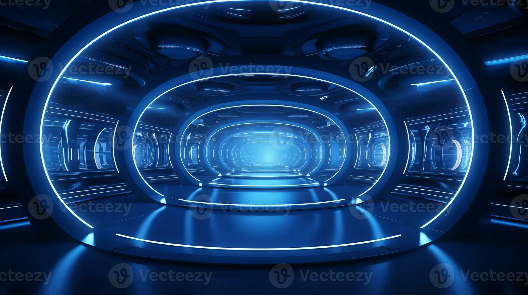 AI generated Empty futuristic tunnel. Technology Design. photo
