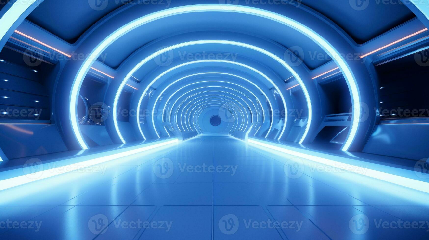 AI generated Empty futuristic tunnel. Technology Design. photo