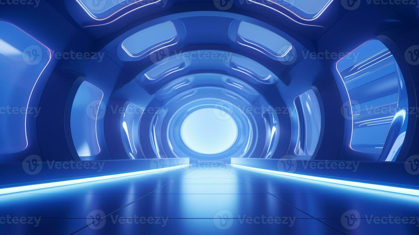 AI generated Empty futuristic tunnel. Technology Design. photo