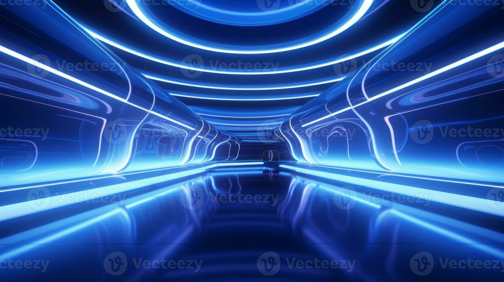 AI generated Empty futuristic tunnel. Technology Design. photo