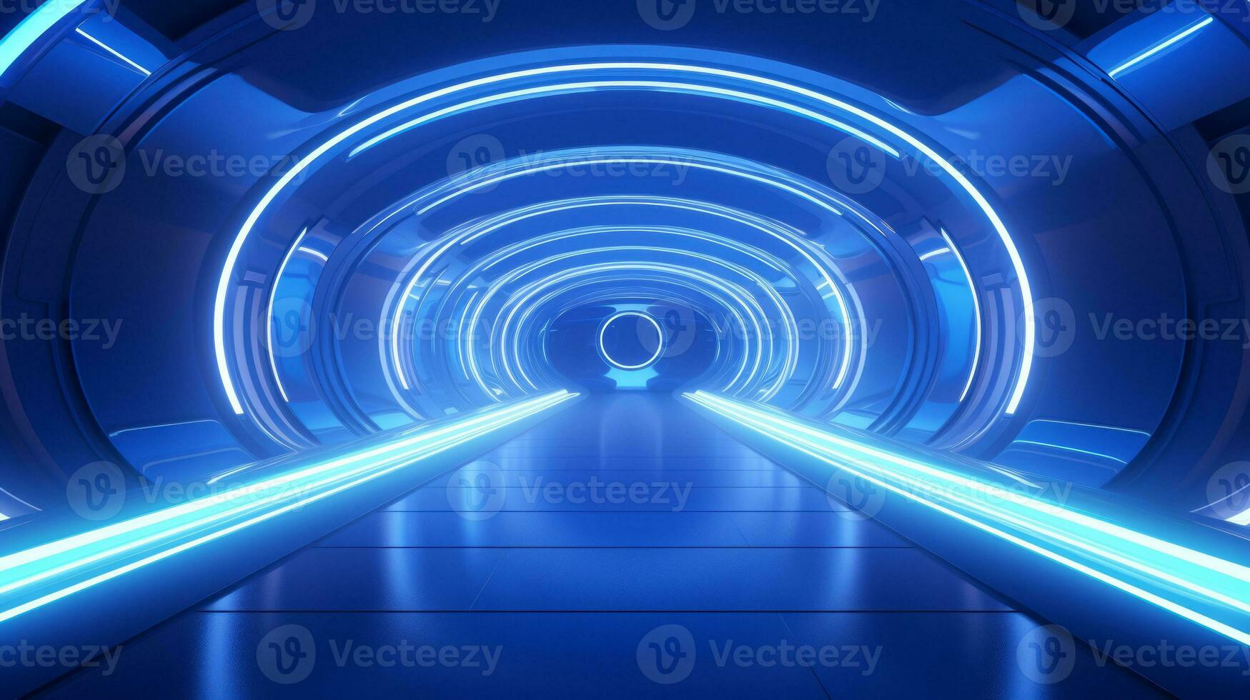 AI generated Empty futuristic tunnel. Technology Design. photo