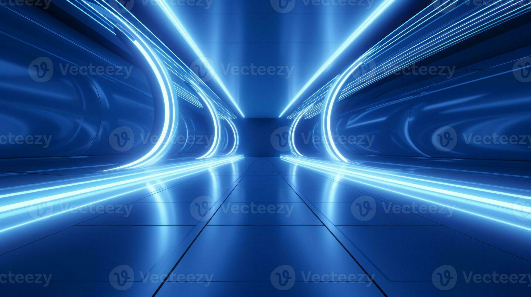 AI generated Empty futuristic tunnel. Technology Design. photo