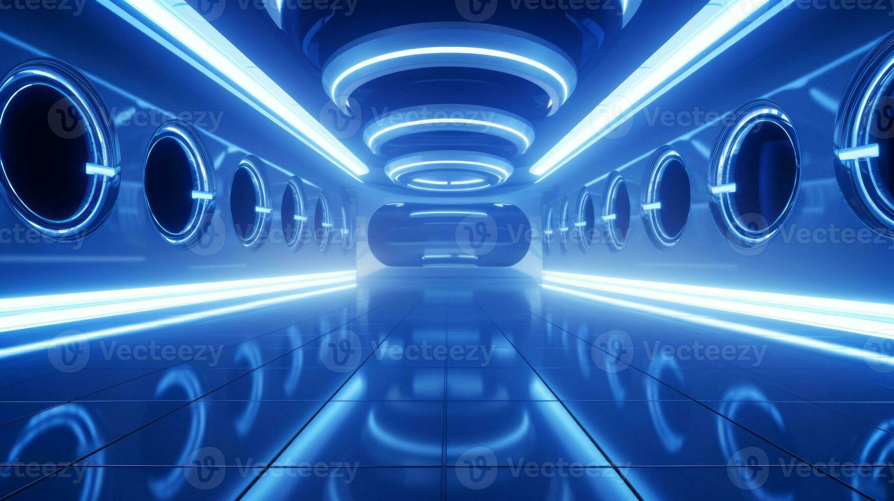AI generated Empty futuristic tunnel. Technology Design. photo