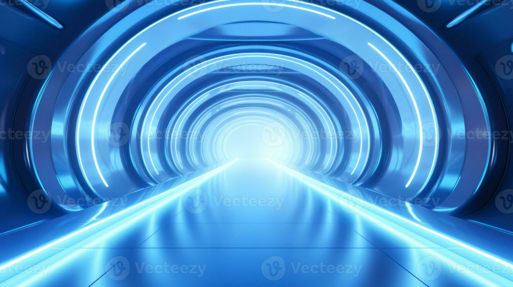 AI generated Empty futuristic tunnel. Technology Design. photo