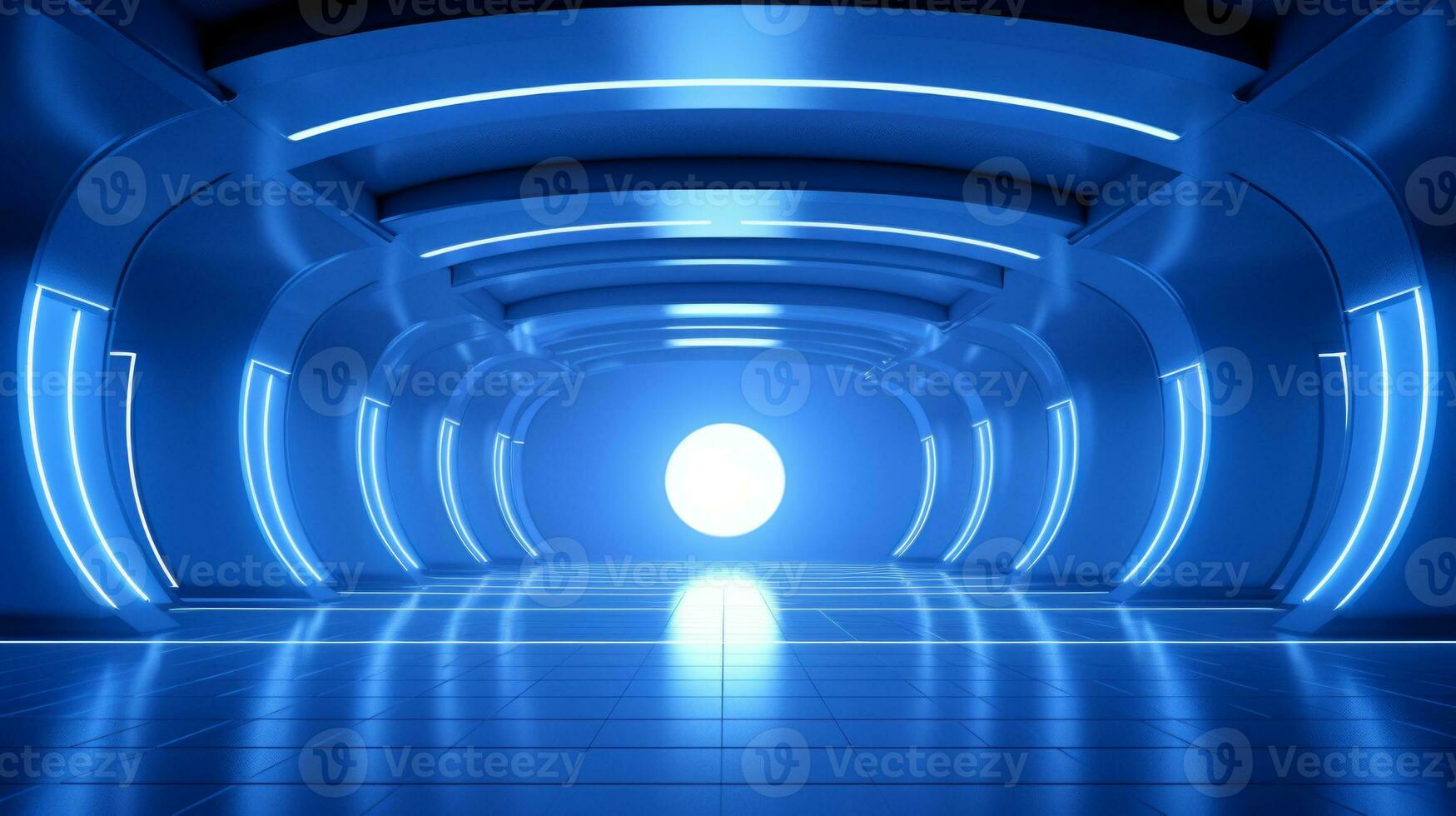 AI generated Empty futuristic tunnel. Technology Design. photo