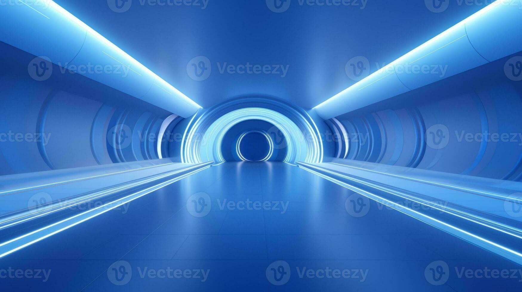 AI generated Empty futuristic tunnel. Technology Design. photo