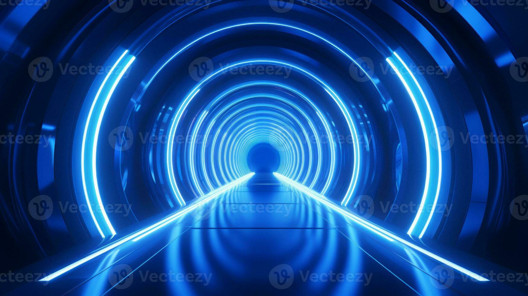 AI generated Empty futuristic tunnel. Technology Design. photo