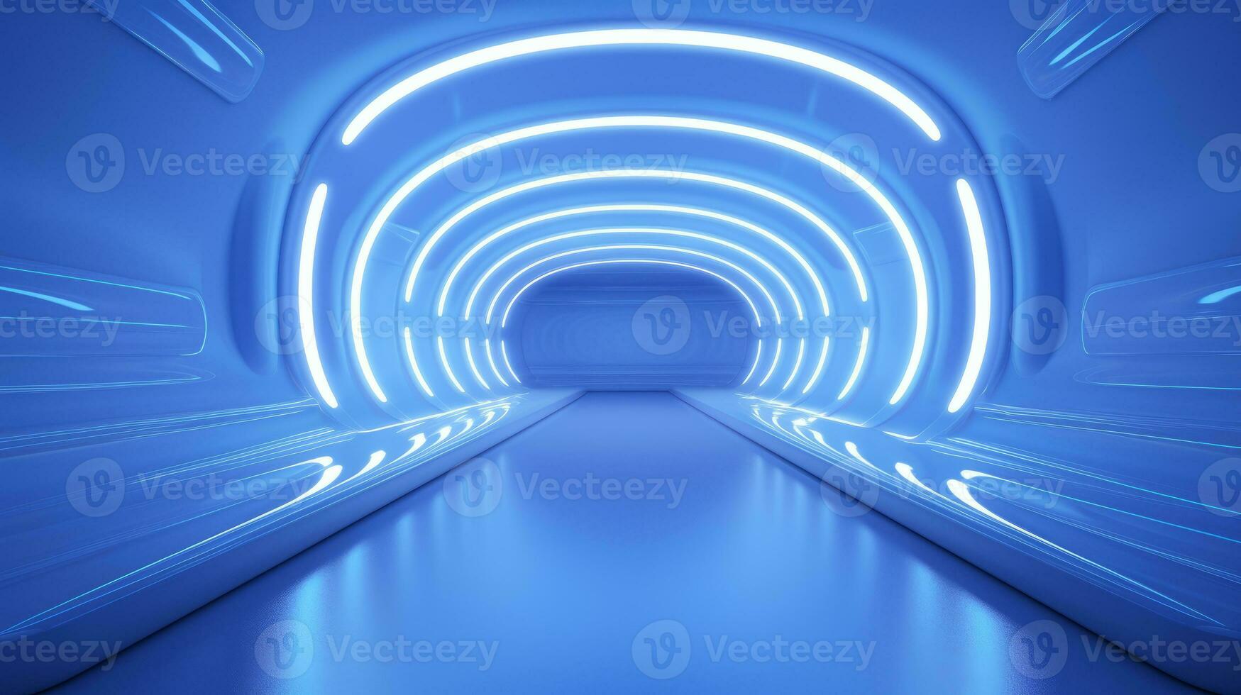 AI generated Empty futuristic tunnel. Technology Design. photo