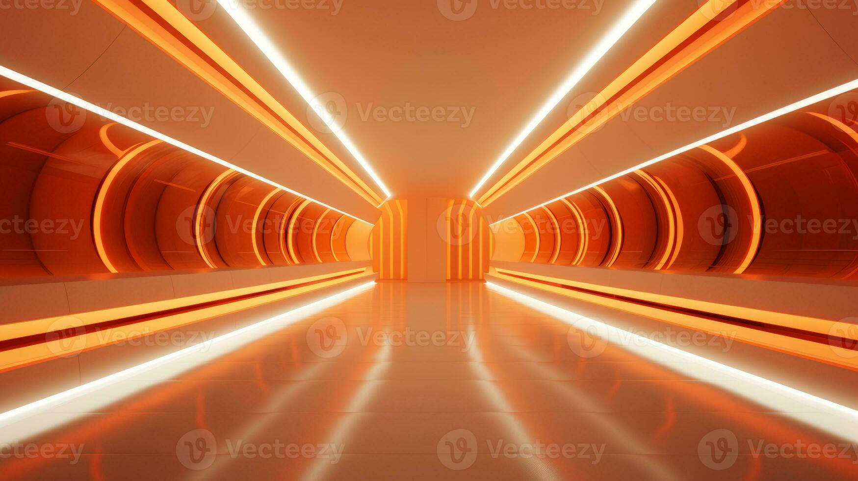 AI generated Empty futuristic tunnel. Technology Design. photo