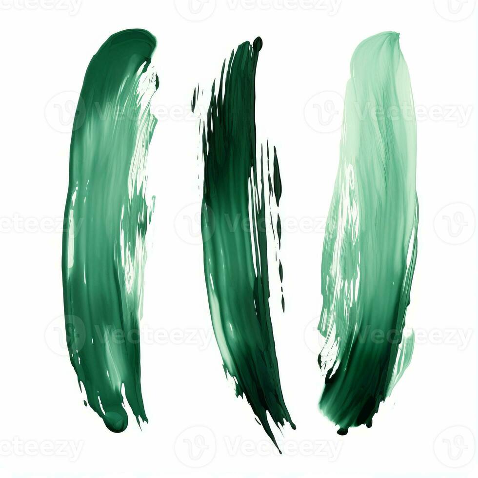 AI generated Elegant green mascara brush set. Collection of grunge paint texture photo