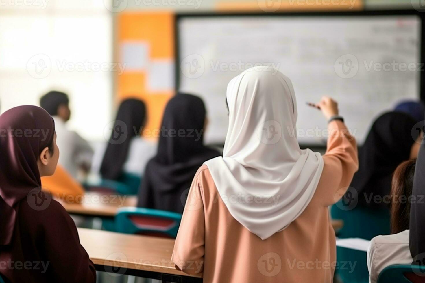 Teachers Day - Female teacher teaching women from countries where women have no educational background or are uneducated. Education is the greatest gift a teacher can give.  AI Generative photo