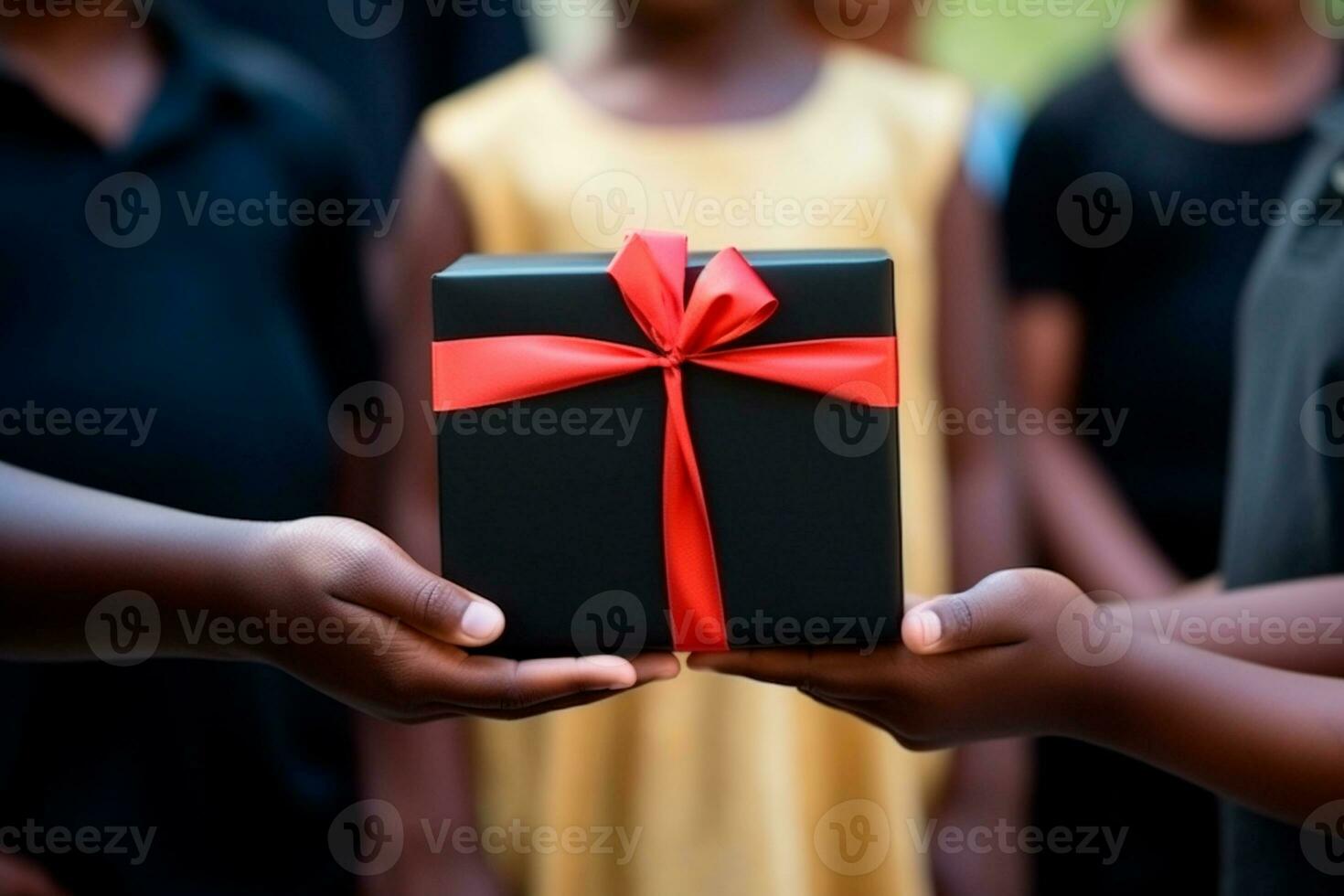 Children's Day - A child receiving or giving a gift. Children's Day is a commemorative date, celebrated every year in honor of children. Each country has a celebration date. AI Generative photo