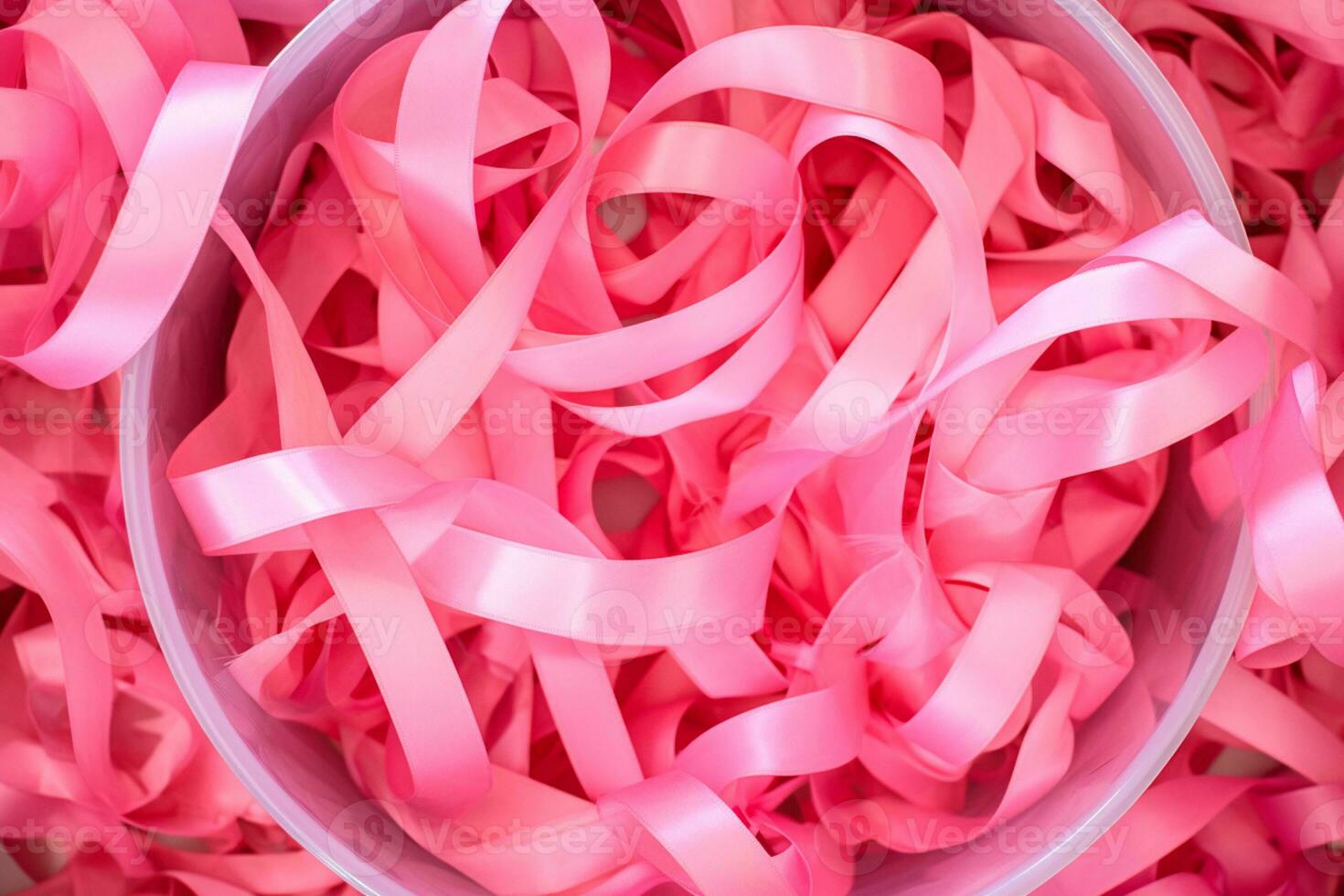 Pink October - The pink ribbon is the symbol of hope and breast cancer prevention. Value early detection and awareness. Together against breast cancer we are stronger. AI Generative photo