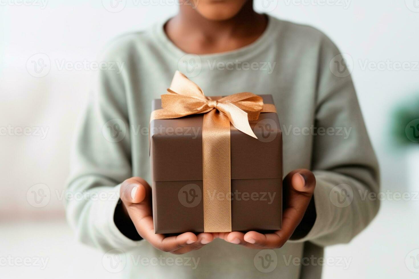 Children's Day - A child receiving or giving a gift. Children's Day is a commemorative date, celebrated every year in honor of children. Each country has a celebration date. AI Generative photo