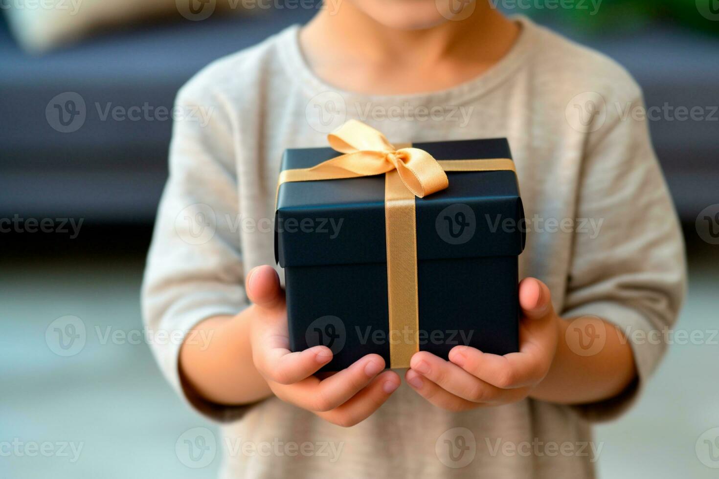 Children's Day - A child receiving or giving a gift. Children's Day is a commemorative date, celebrated every year in honor of children. Each country has a celebration date. AI Generative photo