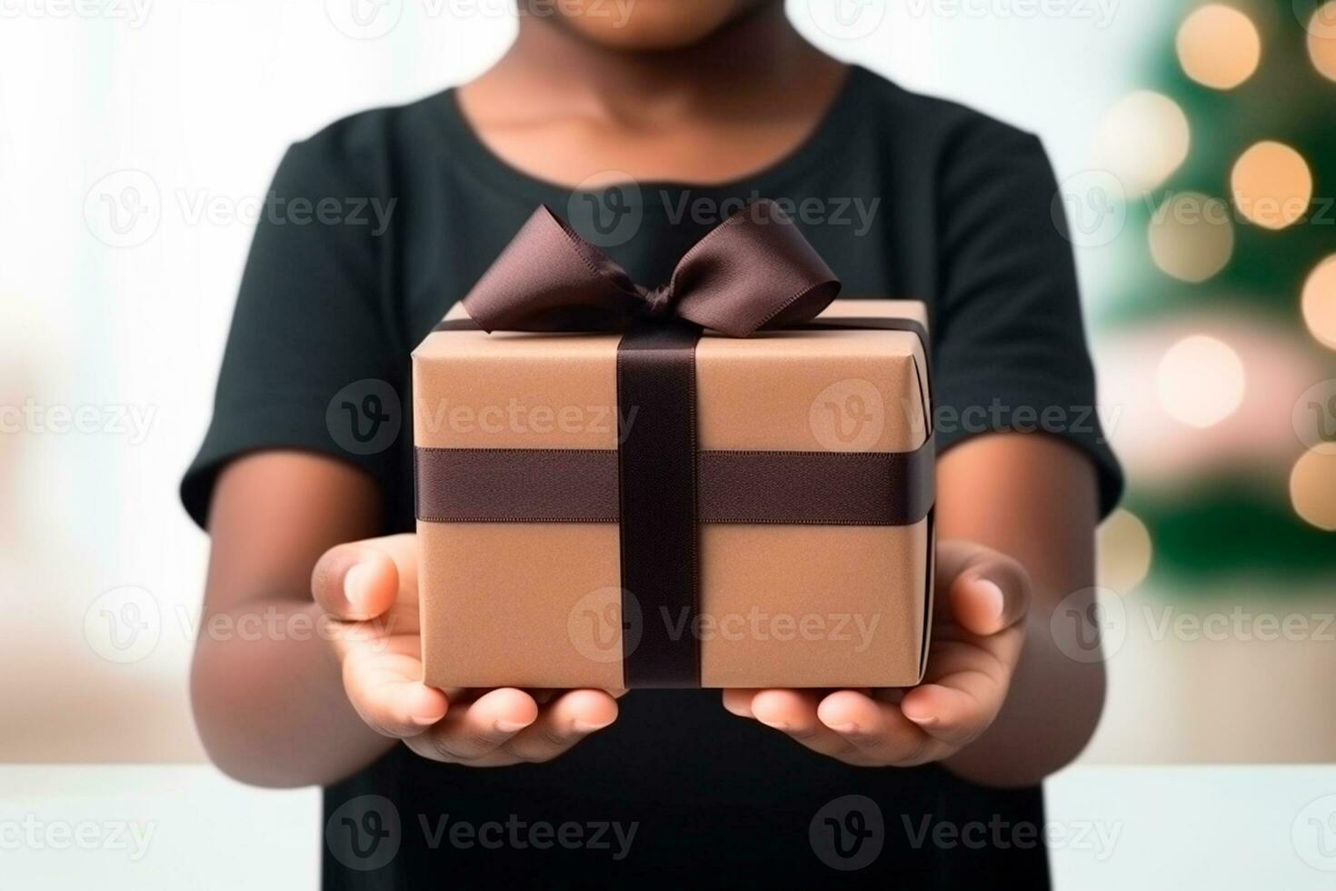 Children's Day - A child receiving or giving a gift. Children's Day is a commemorative date, celebrated every year in honor of children. Each country has a celebration date. AI Generative photo