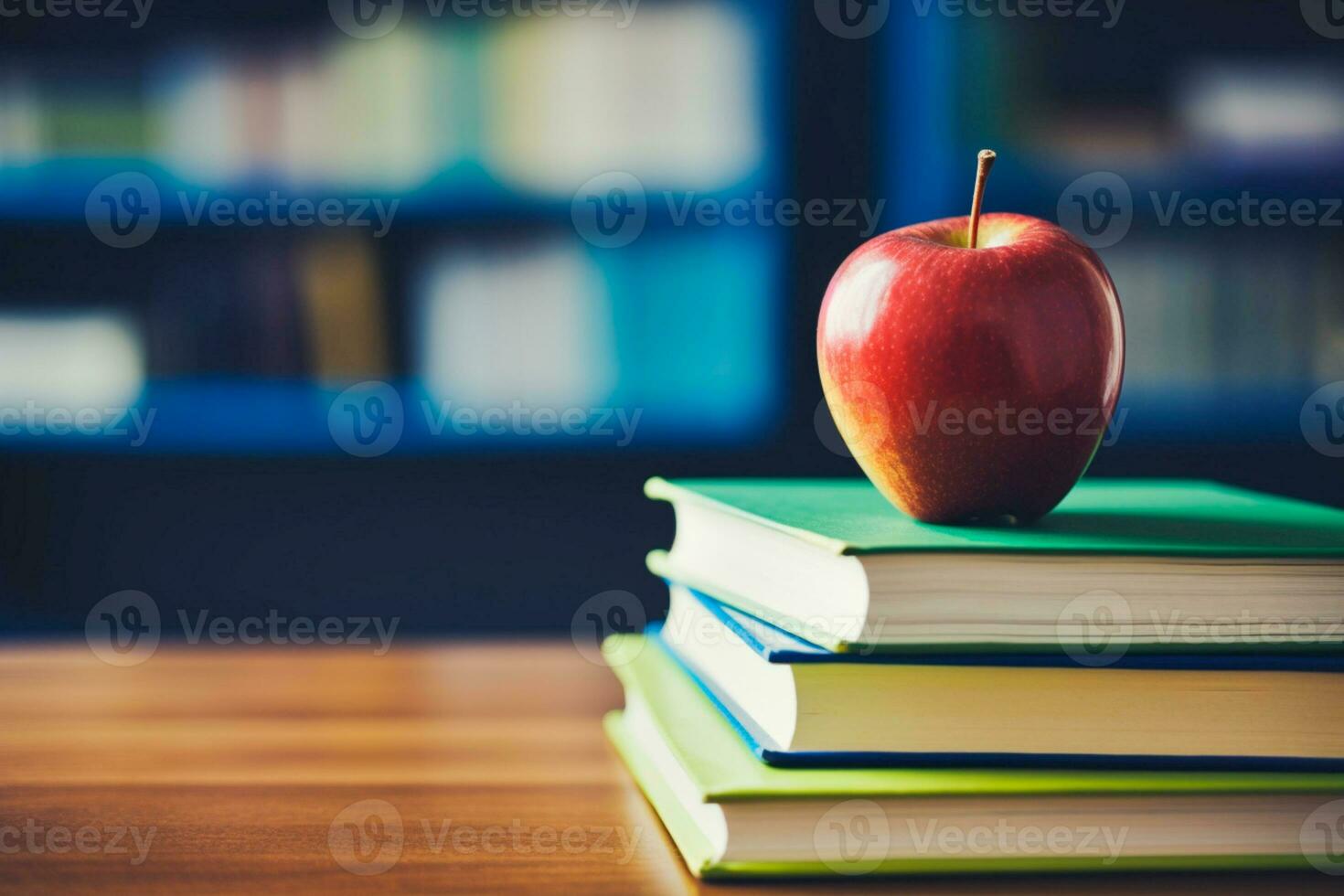 Teachers Day - Books and apples, symbols of knowledge and gratitude, adorn the table in celebration of the day of educators who shape minds and hearts. Generative ai photo