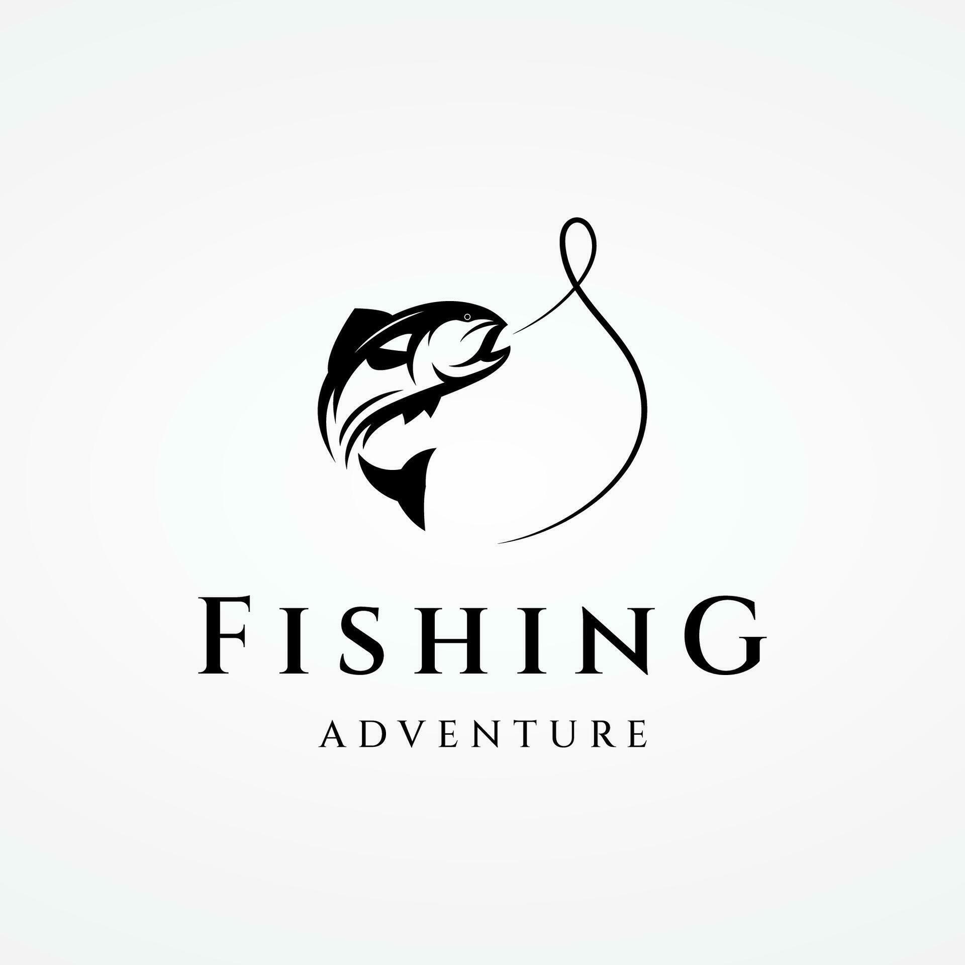 Fishing club Logo design with creative angler and jumping fish ...