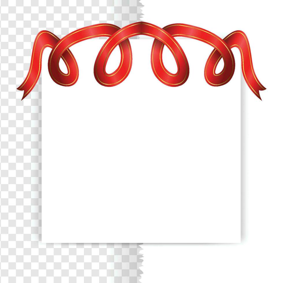 Red tag with corner ribbon, empty page template frame isolated on background vector