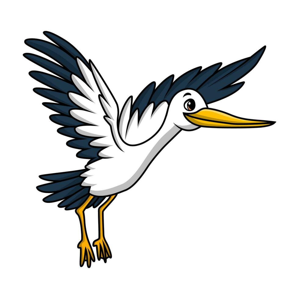 Cute stork cartoon on white background vector