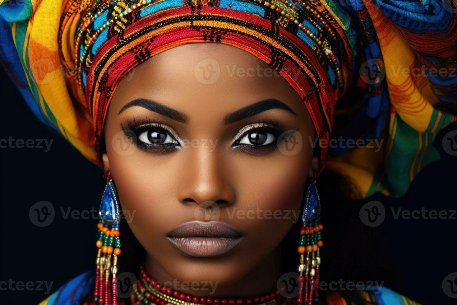 colorful portrait of african woman , AI Generated photo