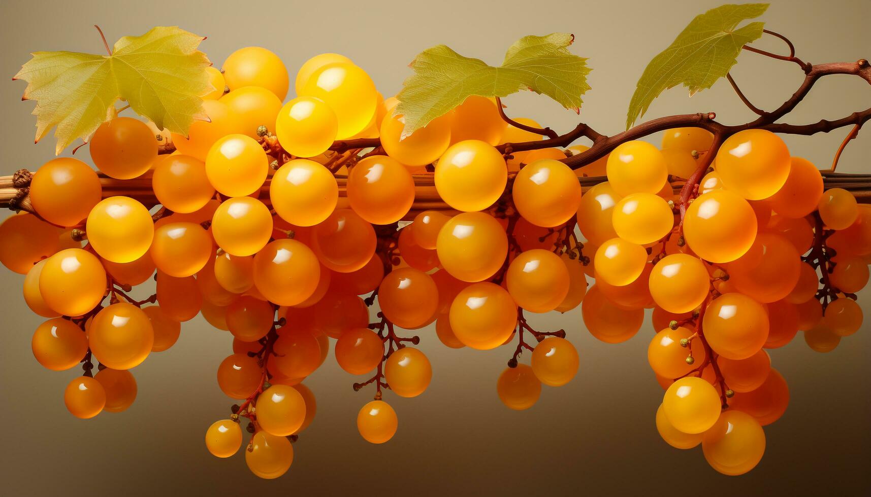 AI generated Ripe grape bunches in vineyard, nature vibrant autumn harvest generated by AI photo