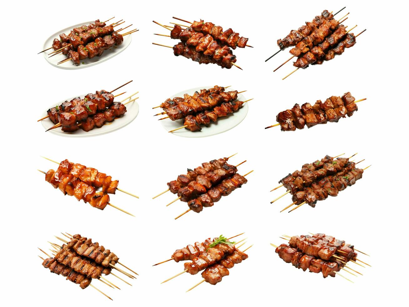 ai generado yakitori colección aislado en blanco antecedentes foto