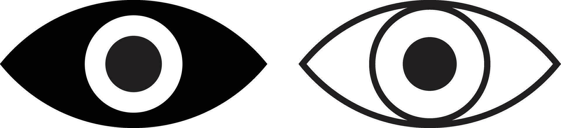 Eye icon set in two styles isolated on white background vector