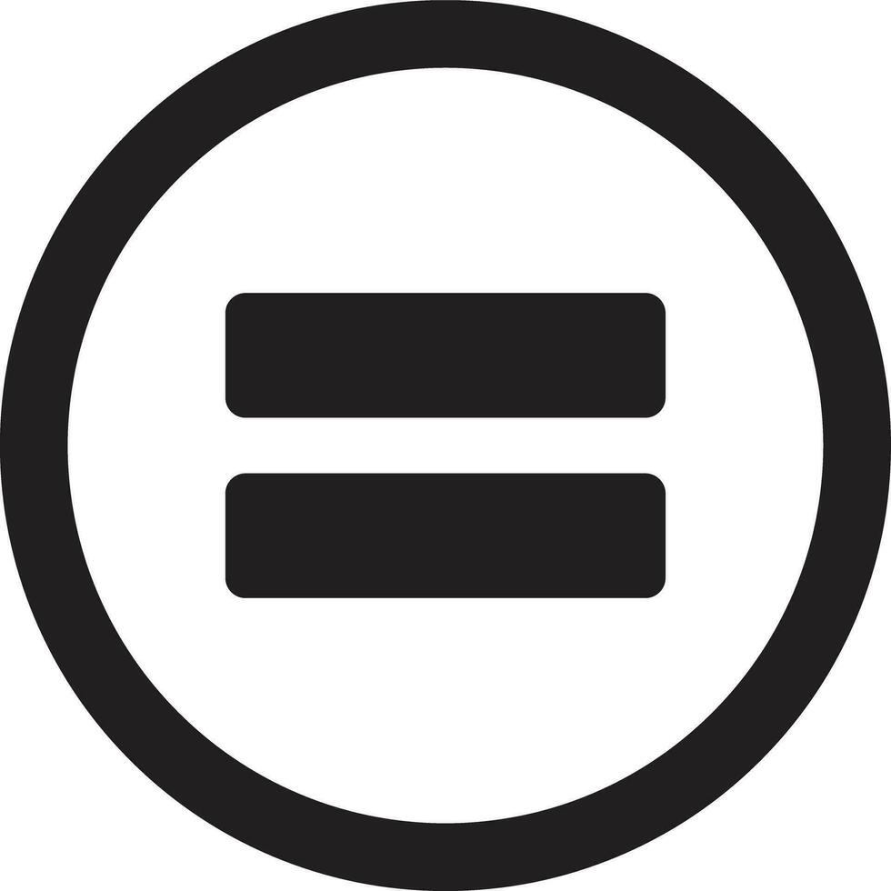 Equal icon . Equation sign in a circle isolated on white background vector