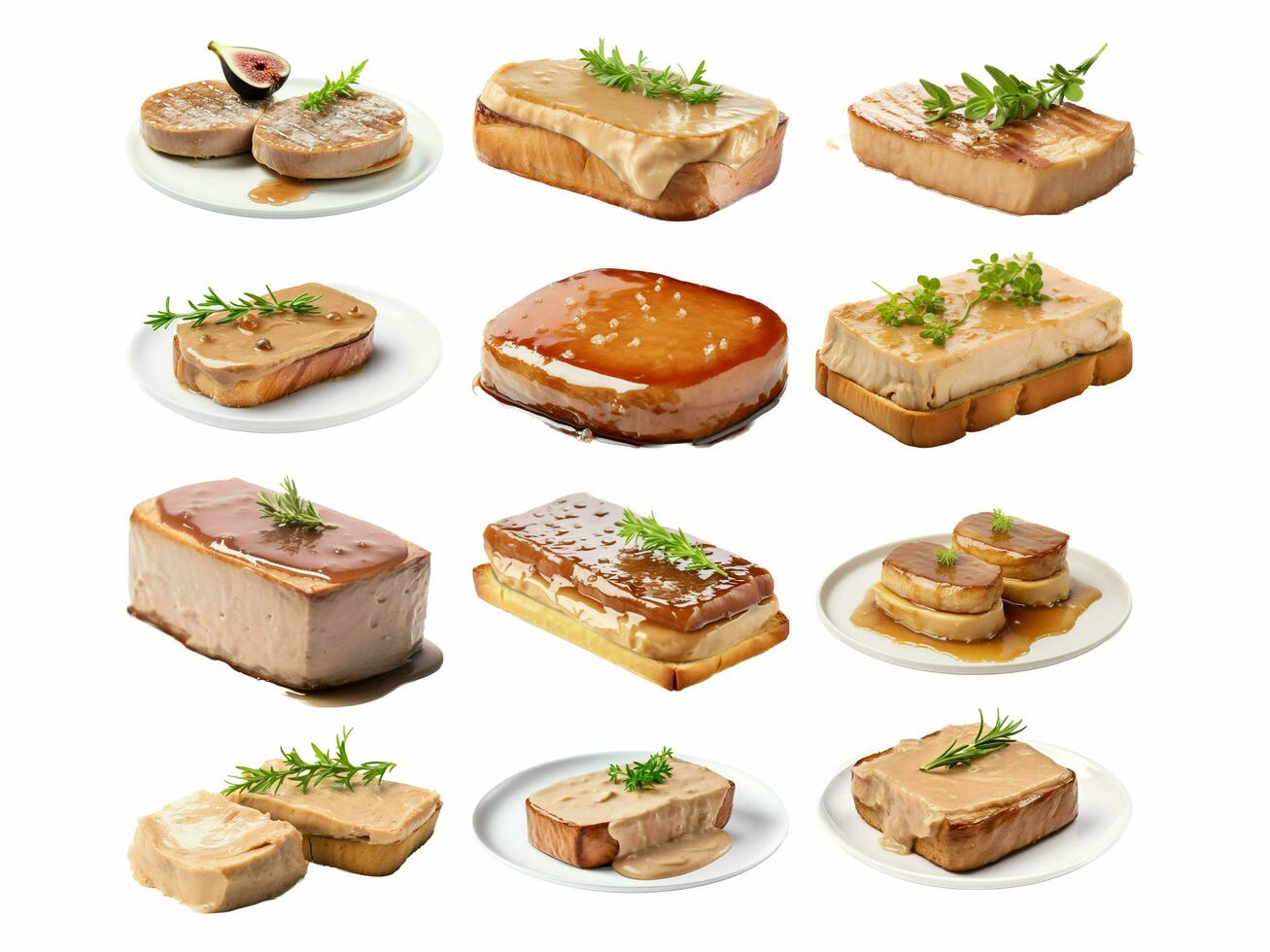 AI generated Foie gras collection isolated on white background photo