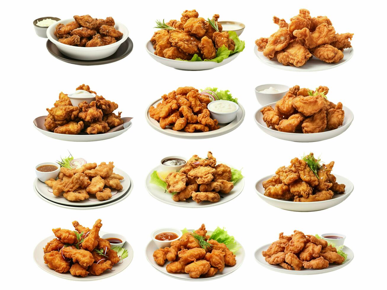 AI generated Karaage collection isolated on white background photo
