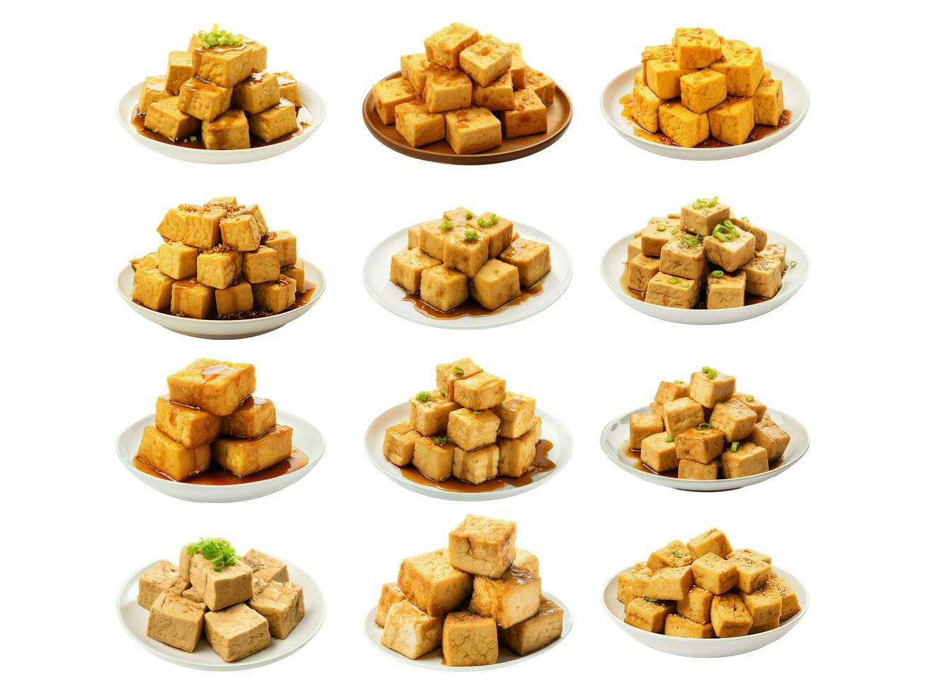 AI generated stinky tofu collection isolated on white background photo