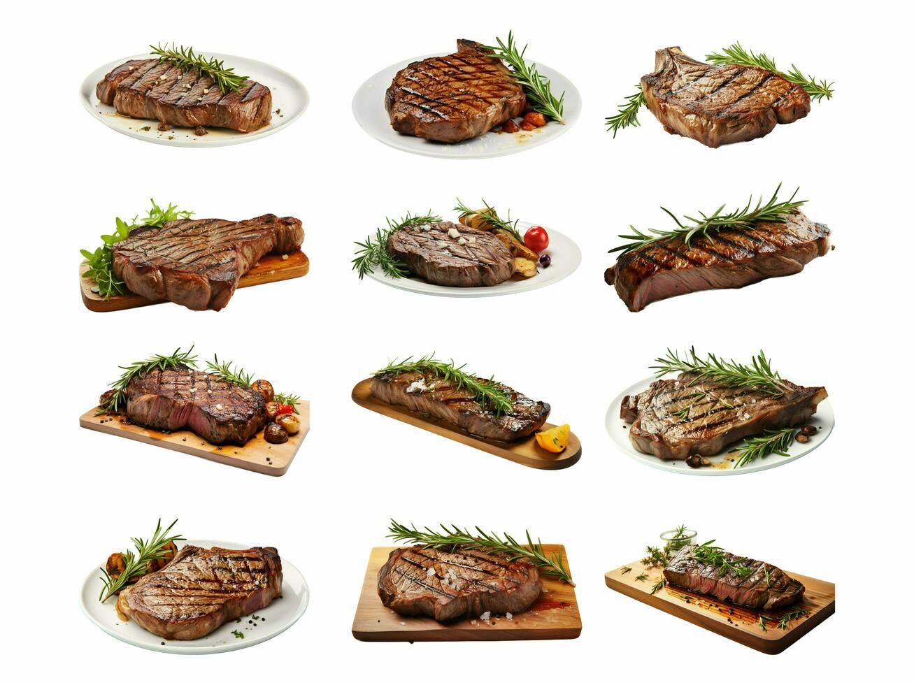 AI generated Florentine Steak collection isolated on white background photo