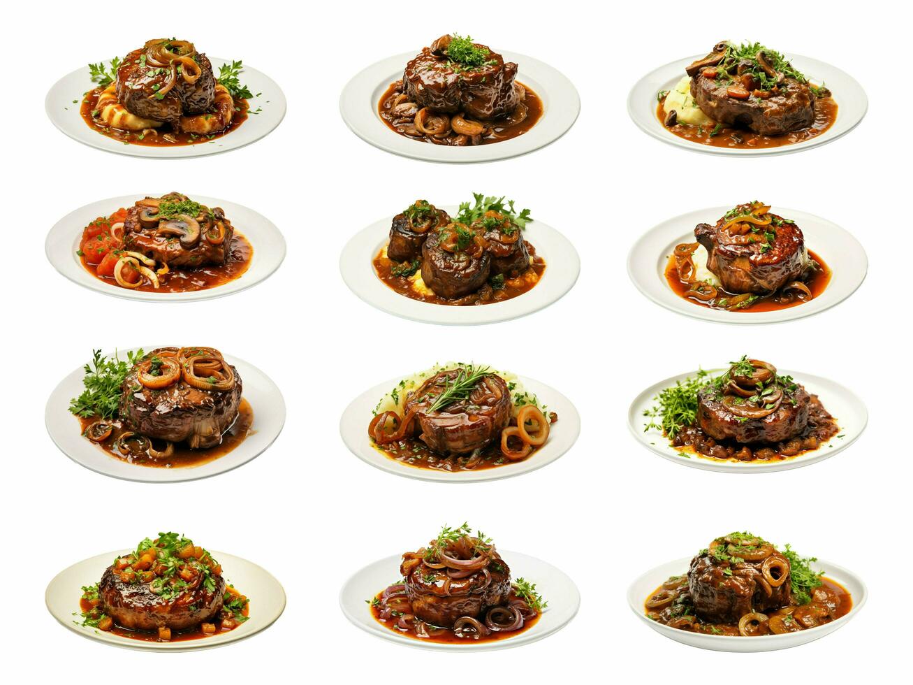 AI generated Ossobuco collection isolated on white background photo