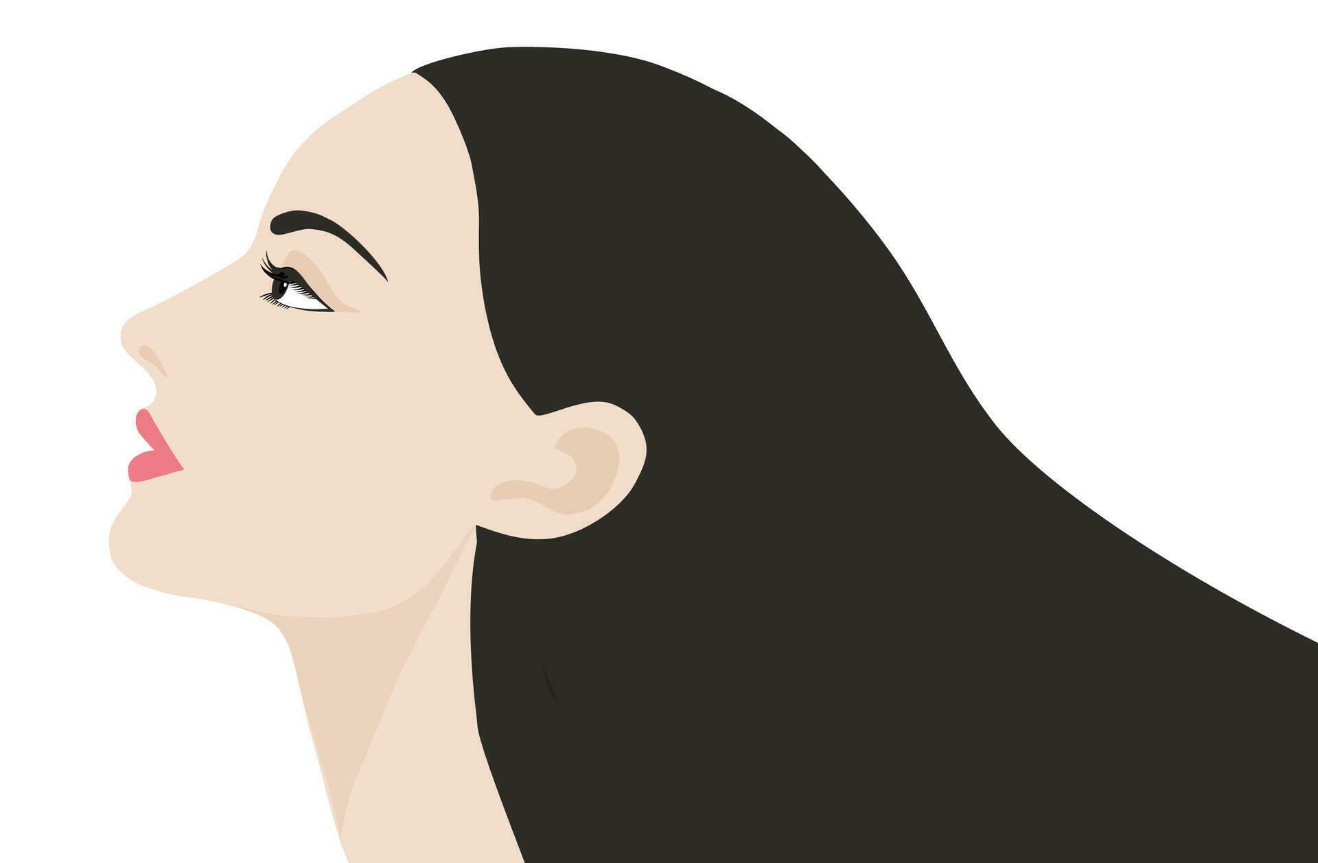 Girl power concept beautiful face woman side view isolated. Woman day