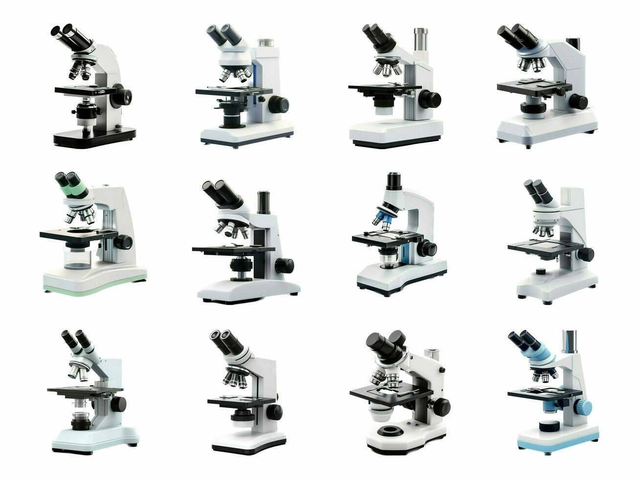 Microscope ollection isolated on white background with AI generated. photo