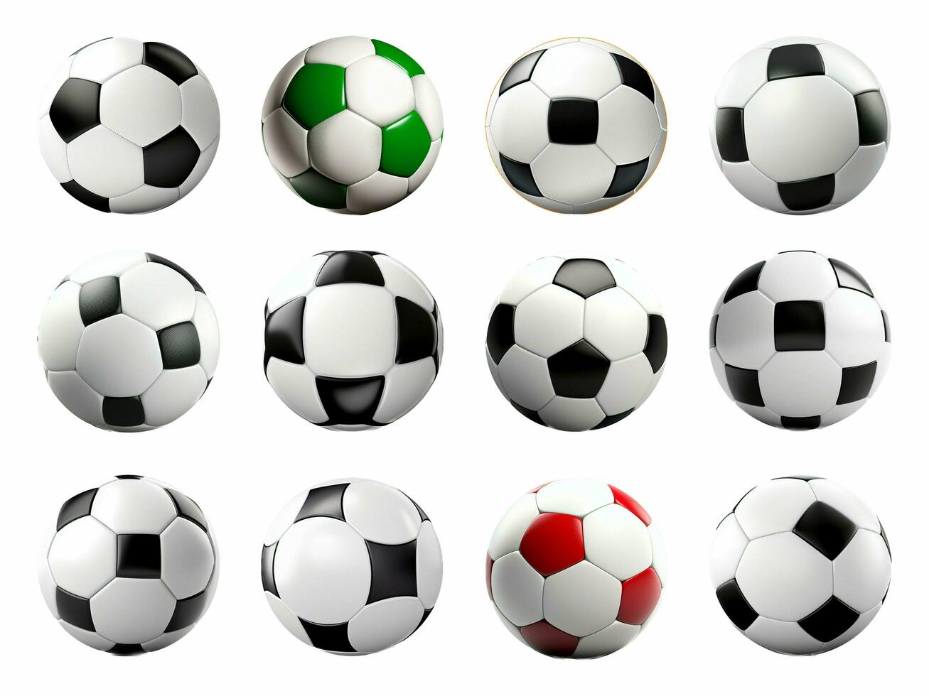fútbol pelota colección aislado en blanco antecedentes con ai generado. foto