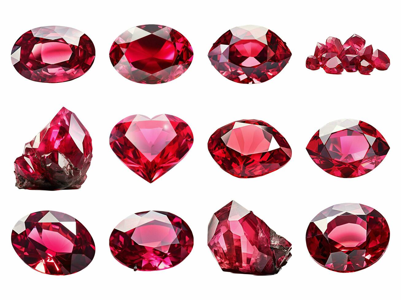 Ruby collection isolated on white background with AI generated. photo