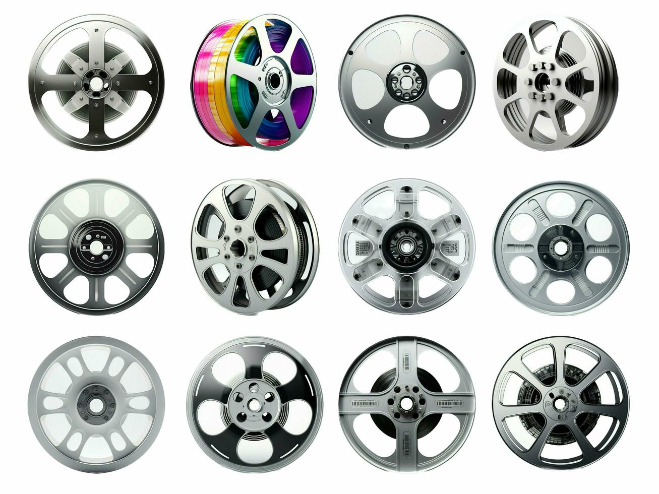 Video reel collection isolated on white background with AI generated. photo