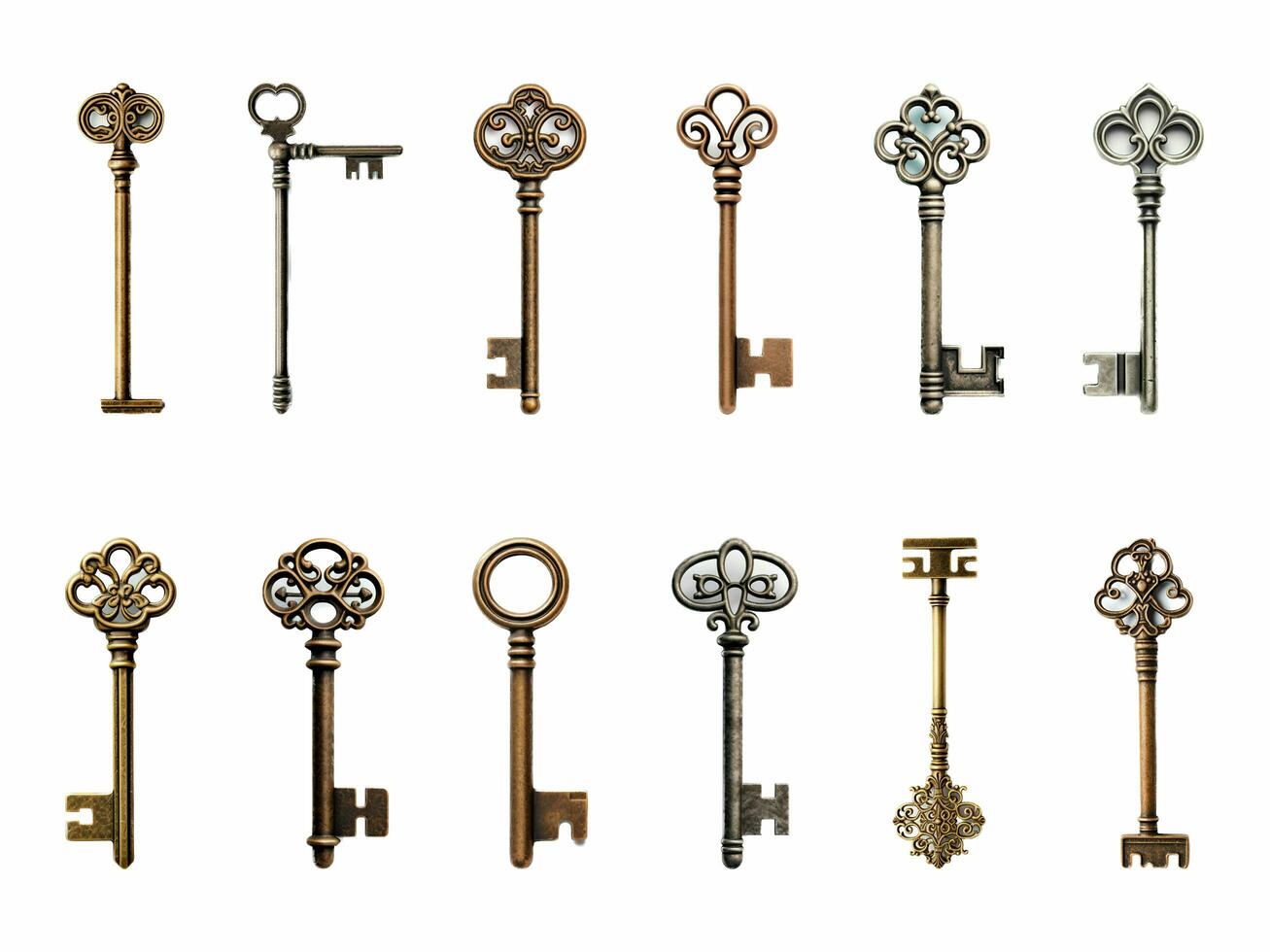 Key collection isolated on white background with AI generated. photo